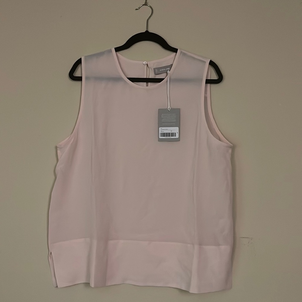 Everlane The Clean Silk Shell in pale pink